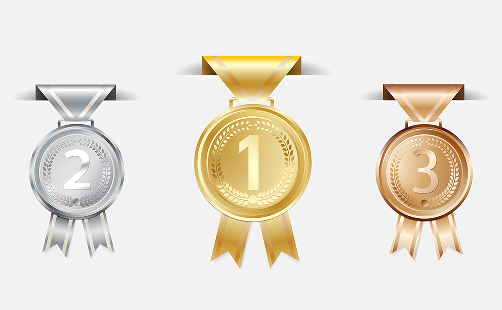 金牌银牌铜牌矢量插画图