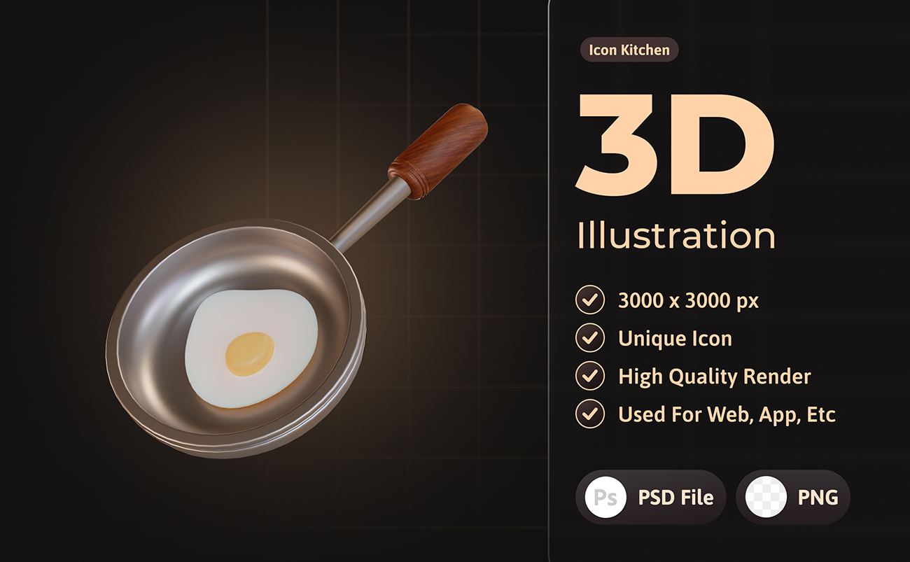 16套黑色3D渲染厨房系列精品插画素材