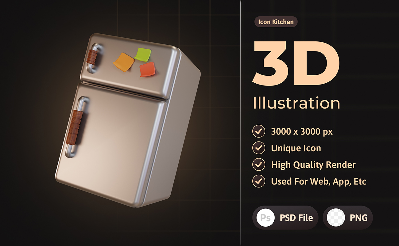 16套黑色3D渲染厨房系列精品插画素材