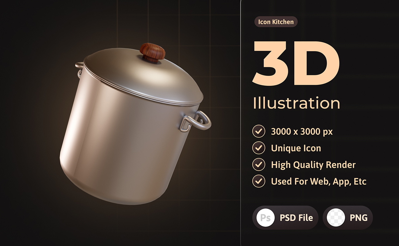 16套黑色3D渲染厨房系列精品插画素材