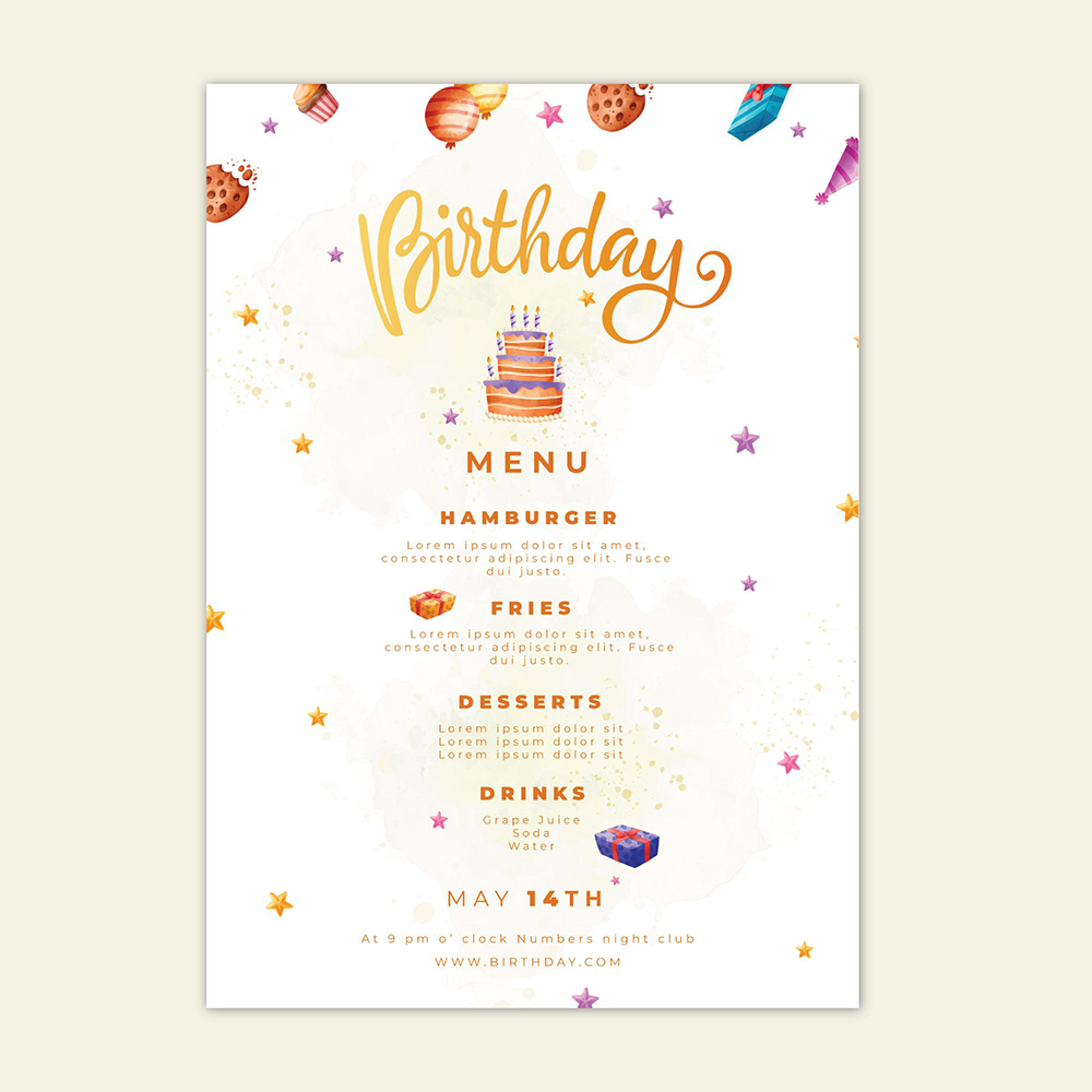 水彩风格手绘感生日快乐卡片