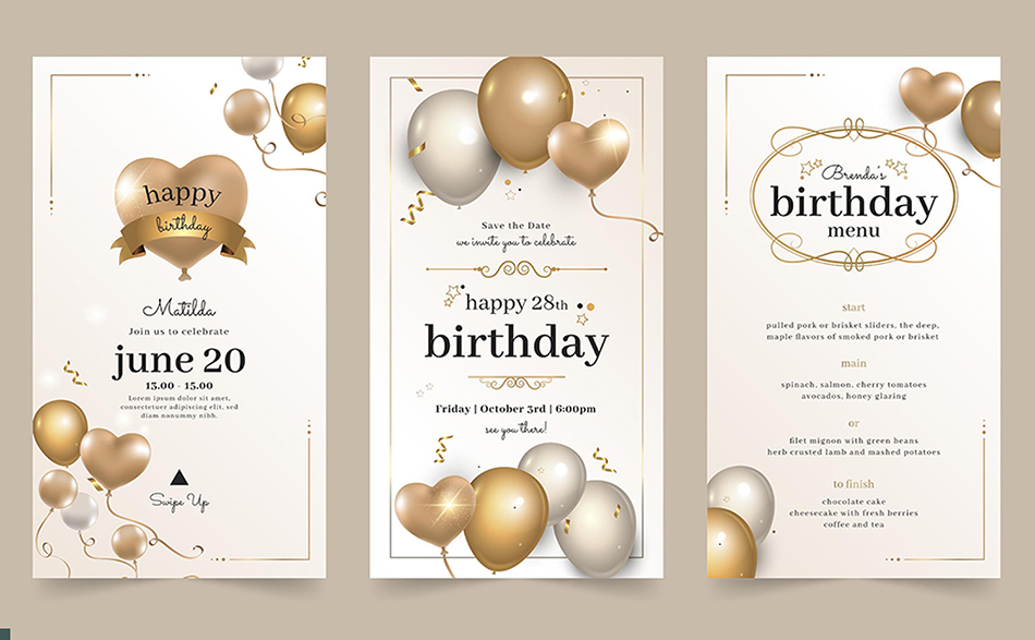 金色气球生日会员庆祝矢量背景模板