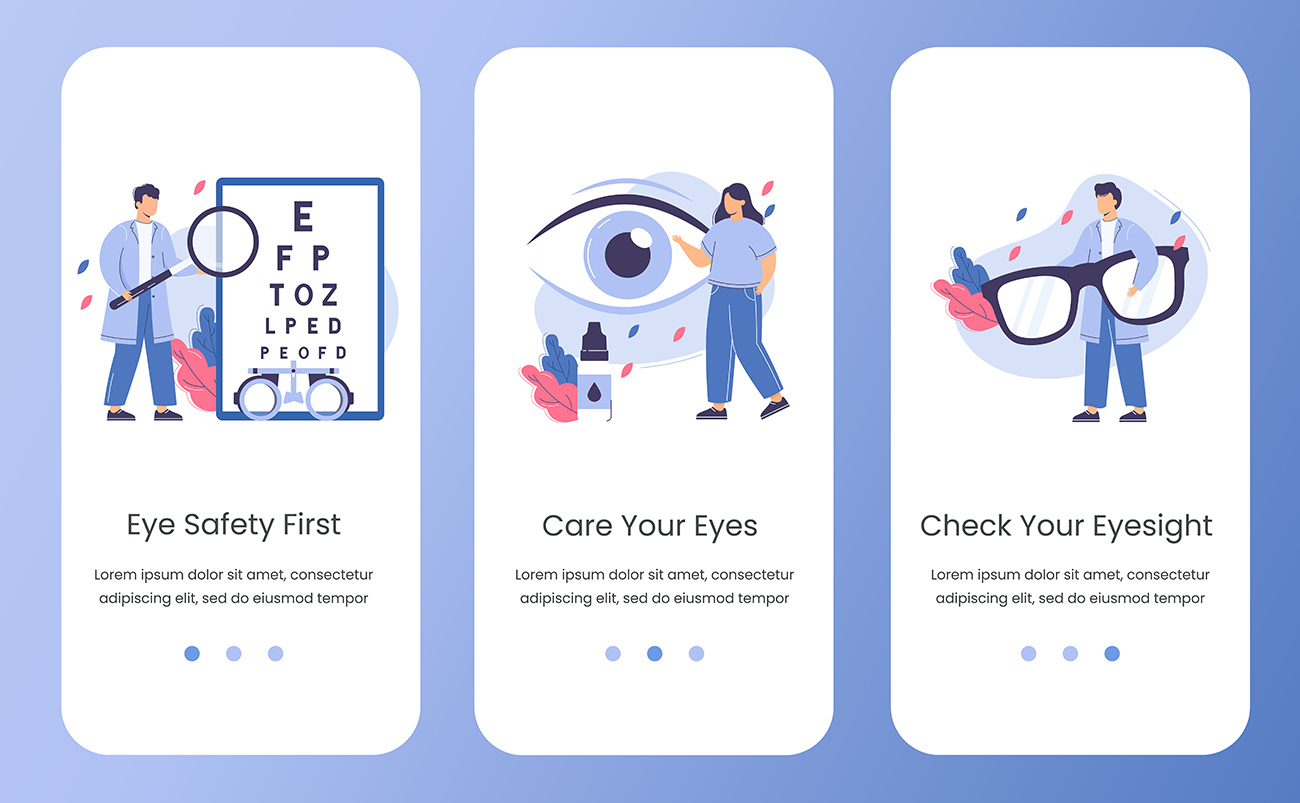 一组清新的眼科医生插画矢量图