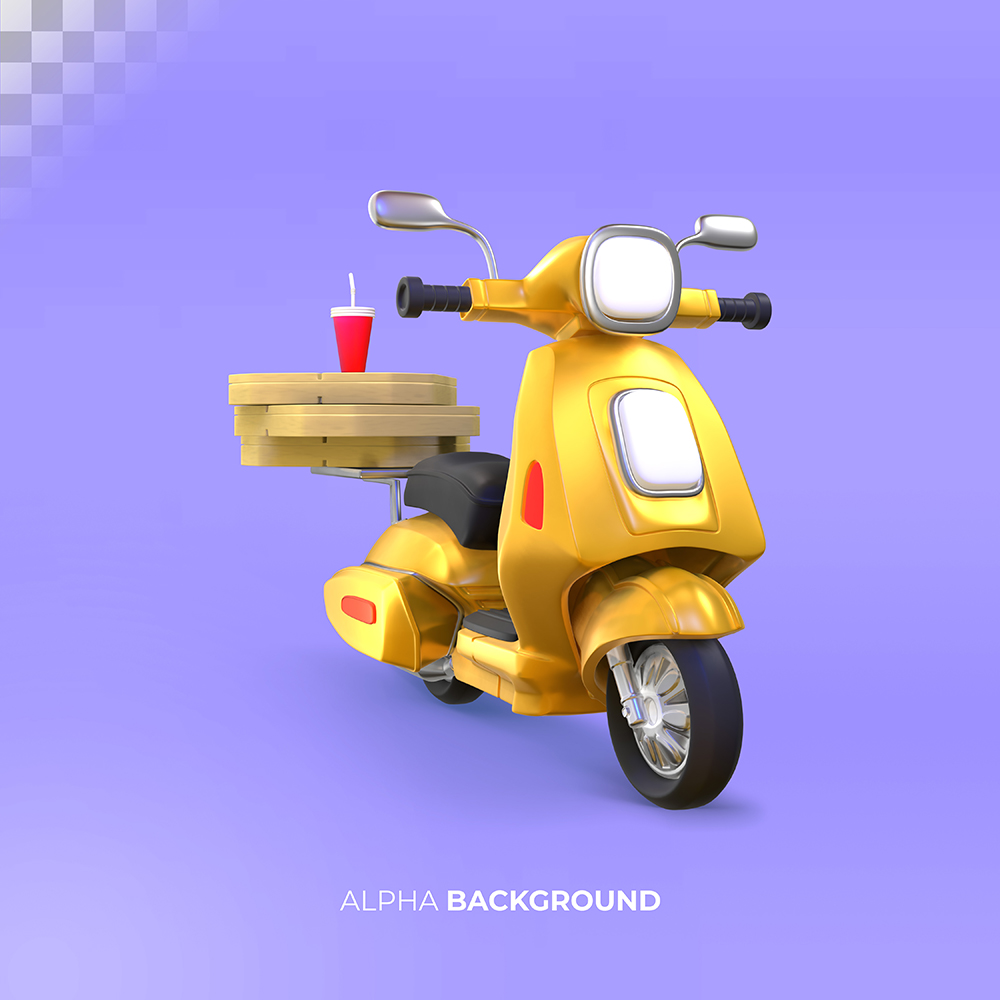 5个3D摩托车电动车主题插画PSD