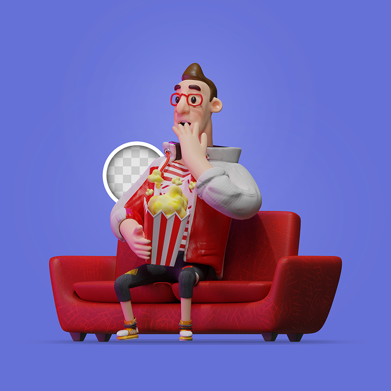 8组3D单身年轻男子系列宅男生活方式插画PSD