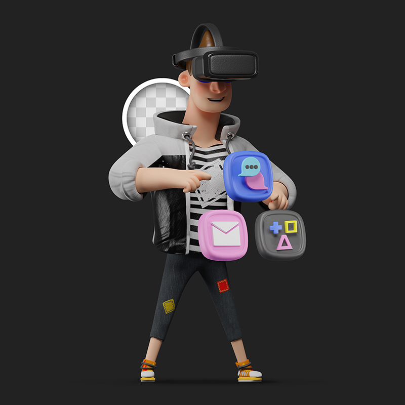 8组3D单身年轻男子系列宅男生活方式插画PSD