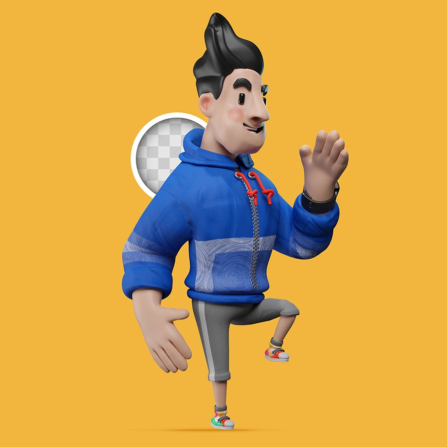 9组3D单身年轻男子系列健身生活方式插画PSD