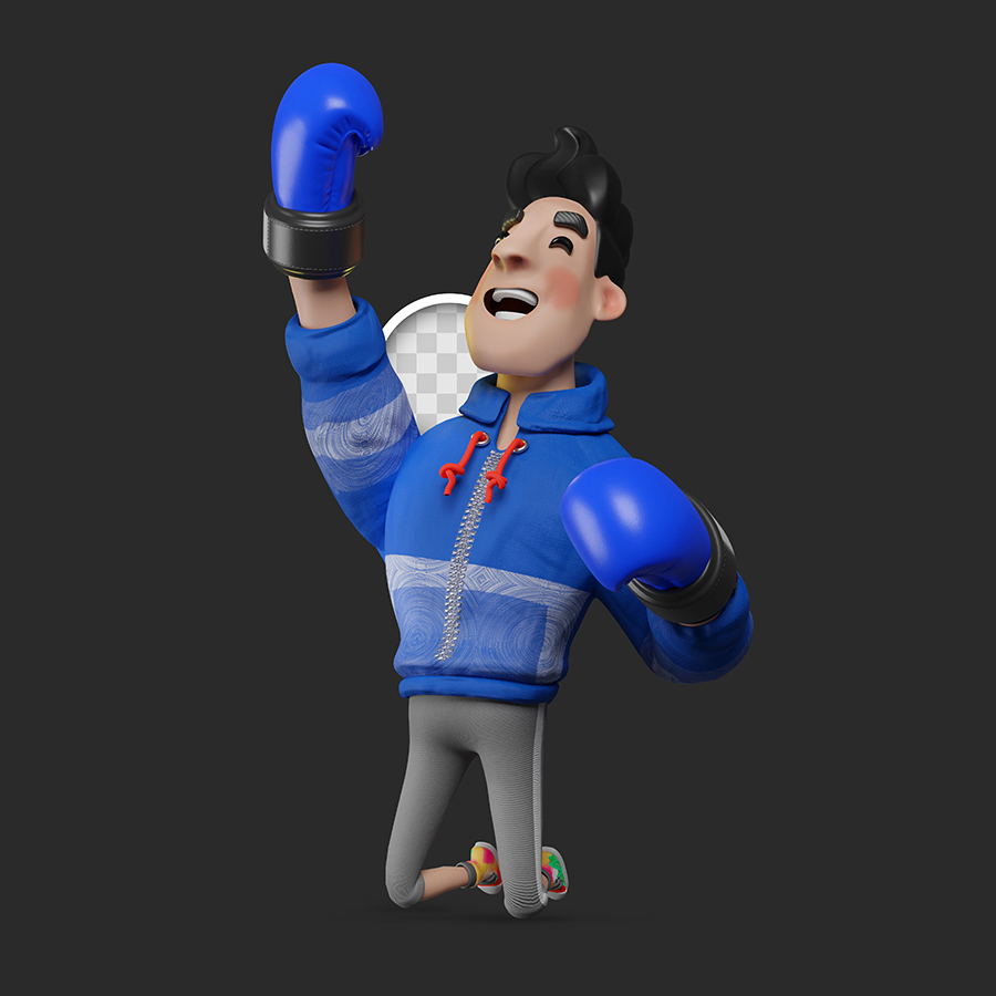 9组3D单身年轻男子系列健身生活方式插画PSD
