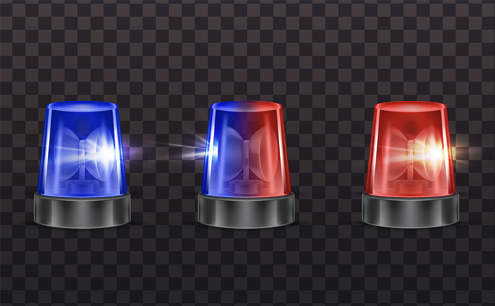 矢量红色警车顶灯警灯发光背景素材