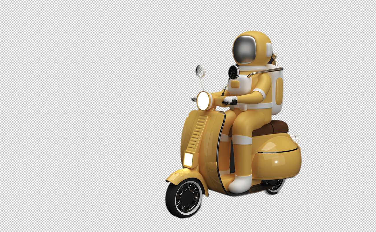 宇航员骑着摩托车电动车插画
