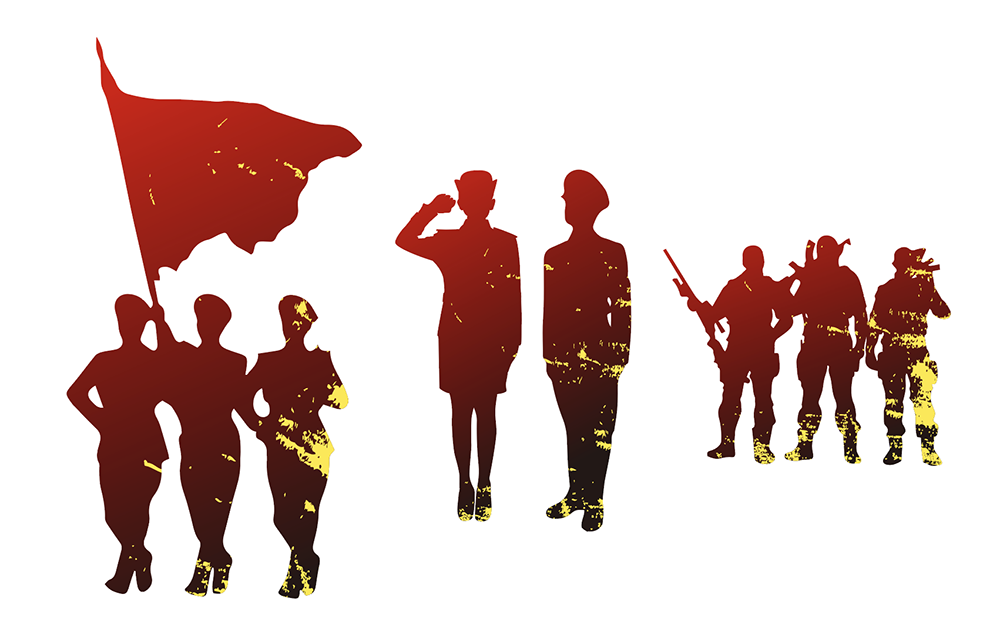 八一建军军队队伍剪影质感