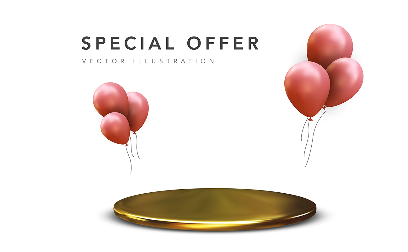 3D展示台与红色气球