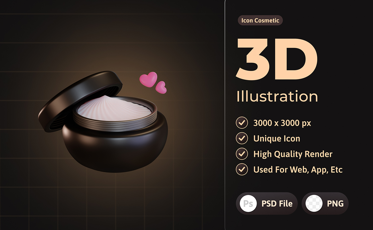 10套精美3D化妆品主题渲染插画PSD