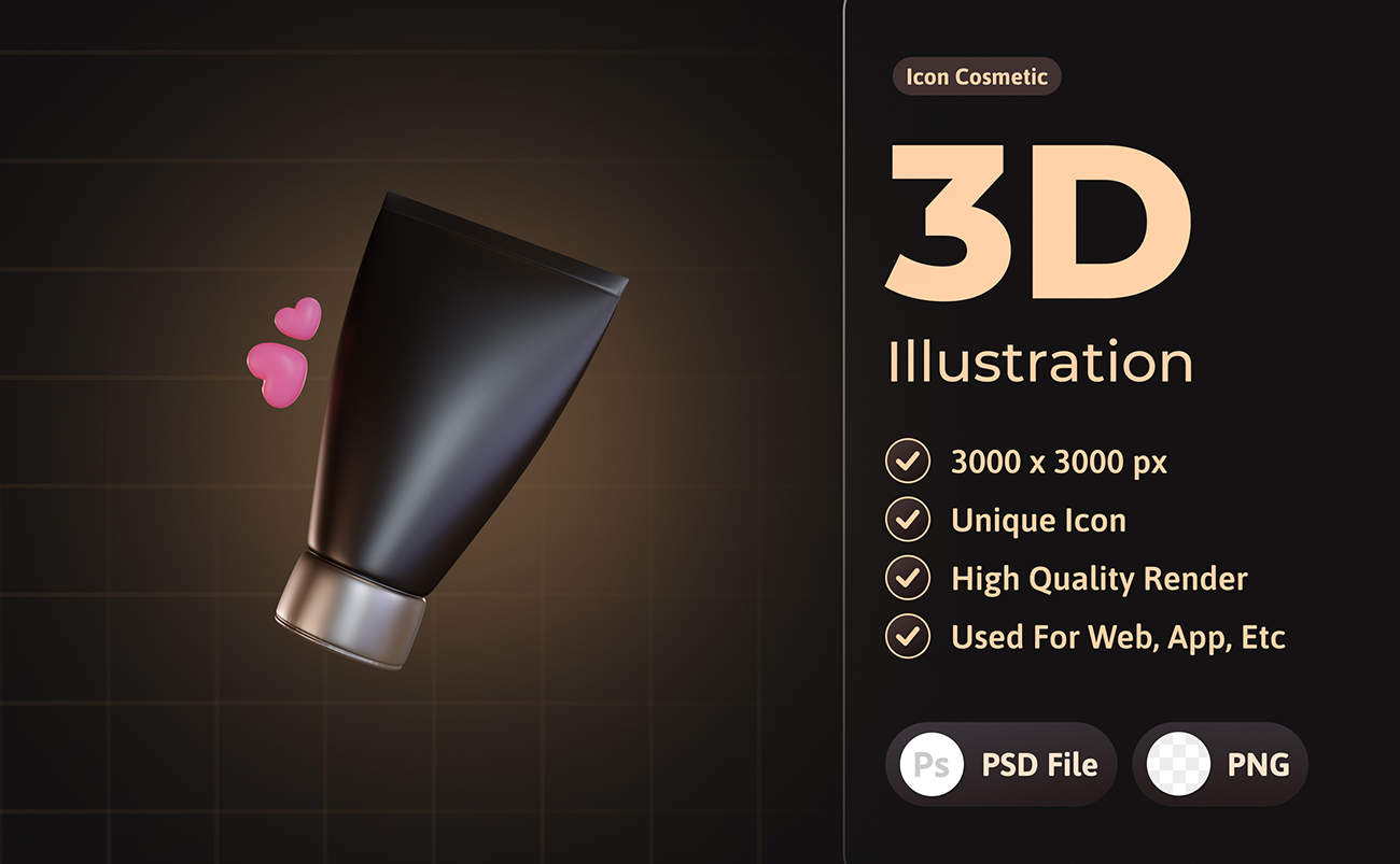 10套精美3D化妆品主题渲染插画PSD