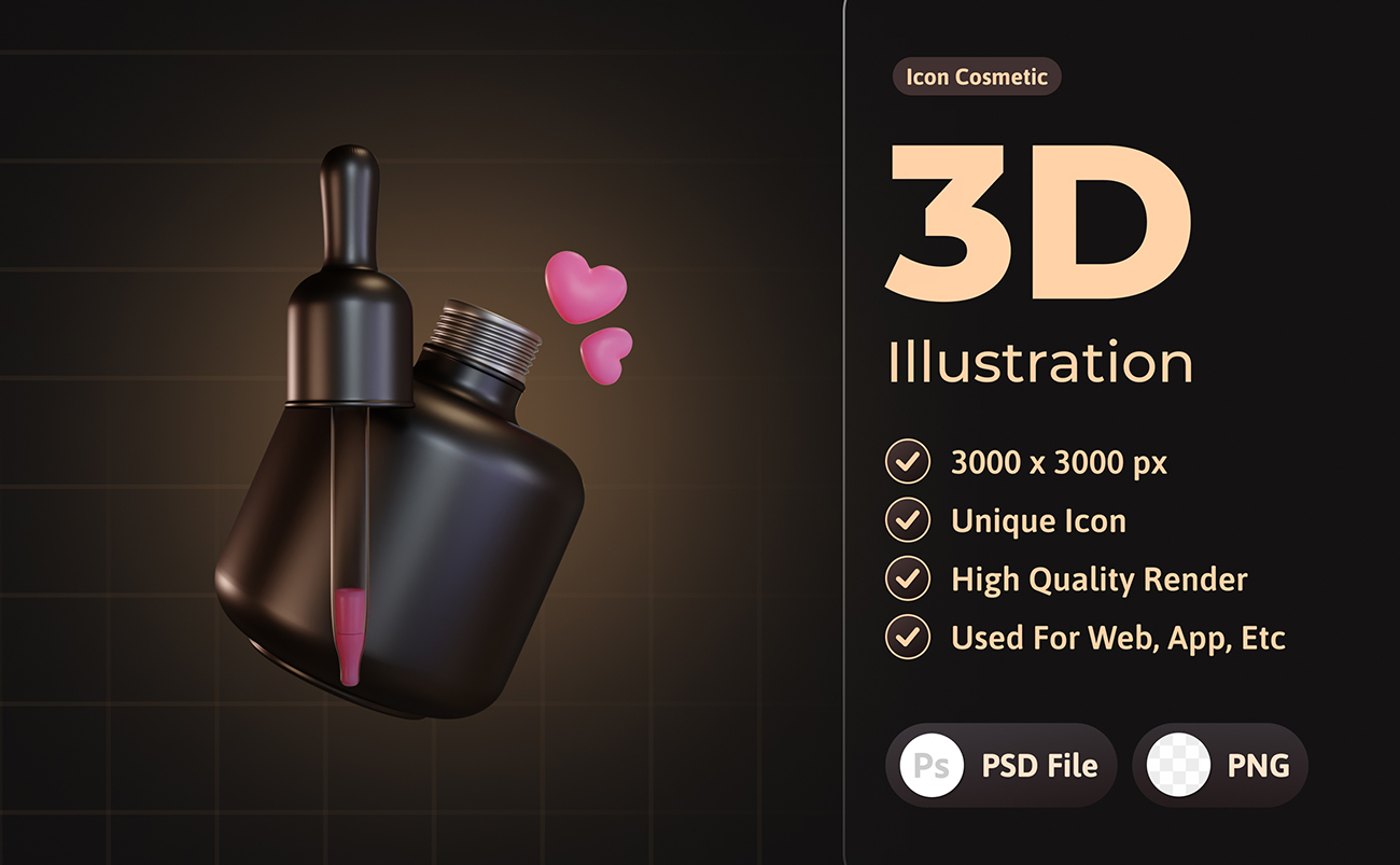 10套精美3D化妆品主题渲染插画PSD