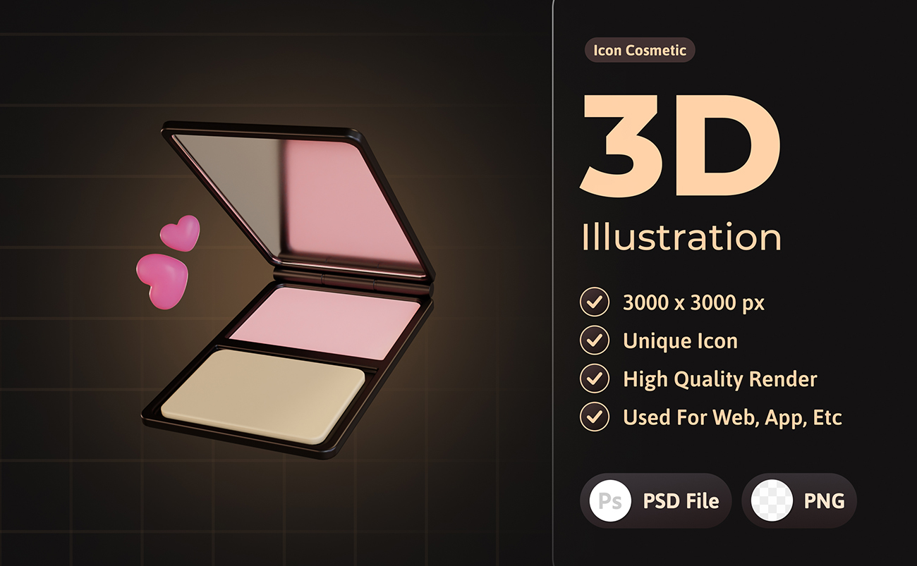 10套精美3D化妆品主题渲染插画PSD