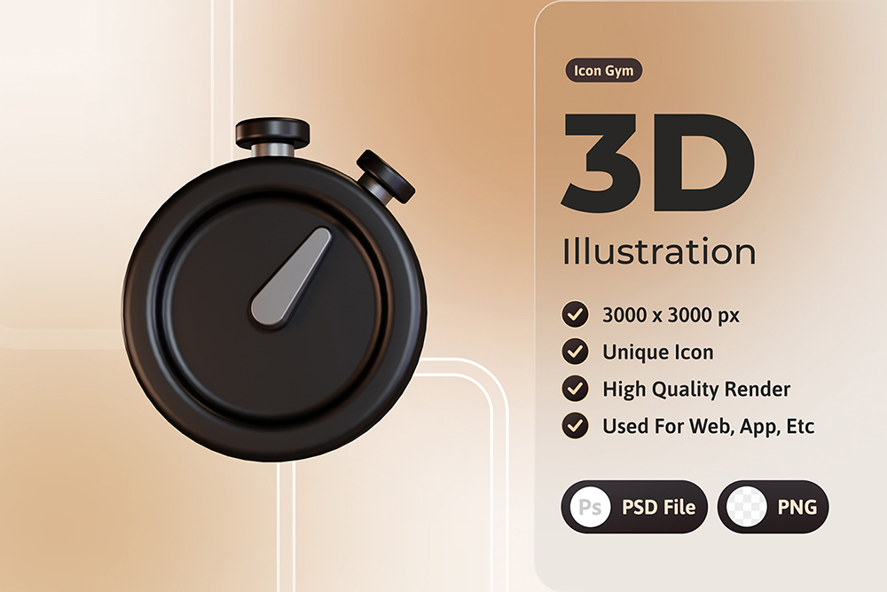 一套5组3D黑色健身房器材设备插画PSD