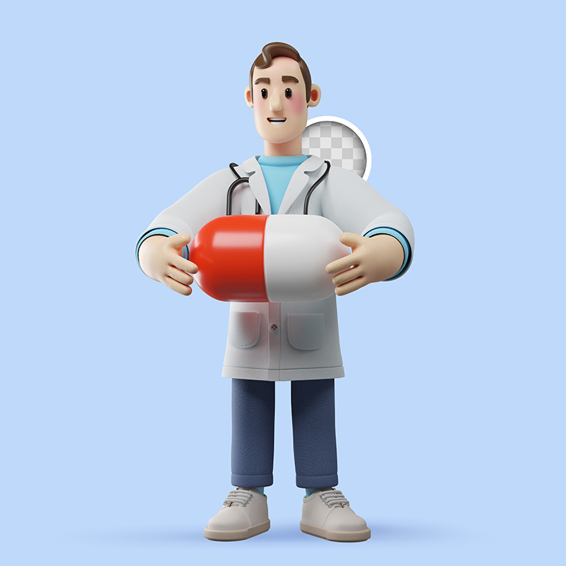 12组精美高清3D医生职业人物系列插画PSD