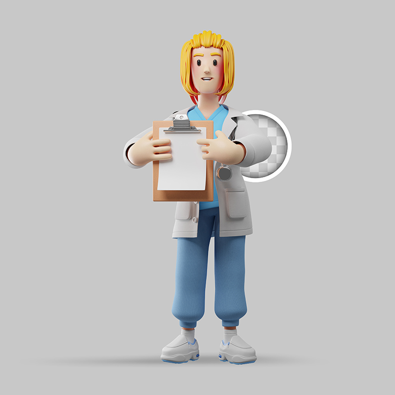 12组精美高清3D医生职业人物系列插画PSD