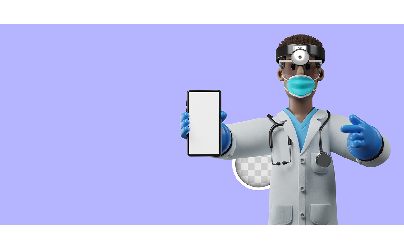 3D黑人医生插画PSD