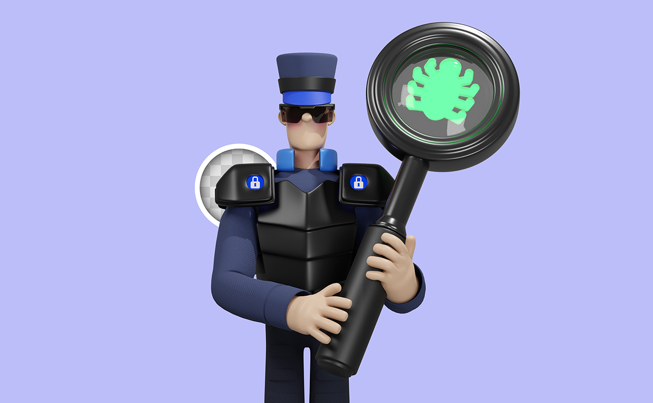 3D黑色网络保安插画PSD