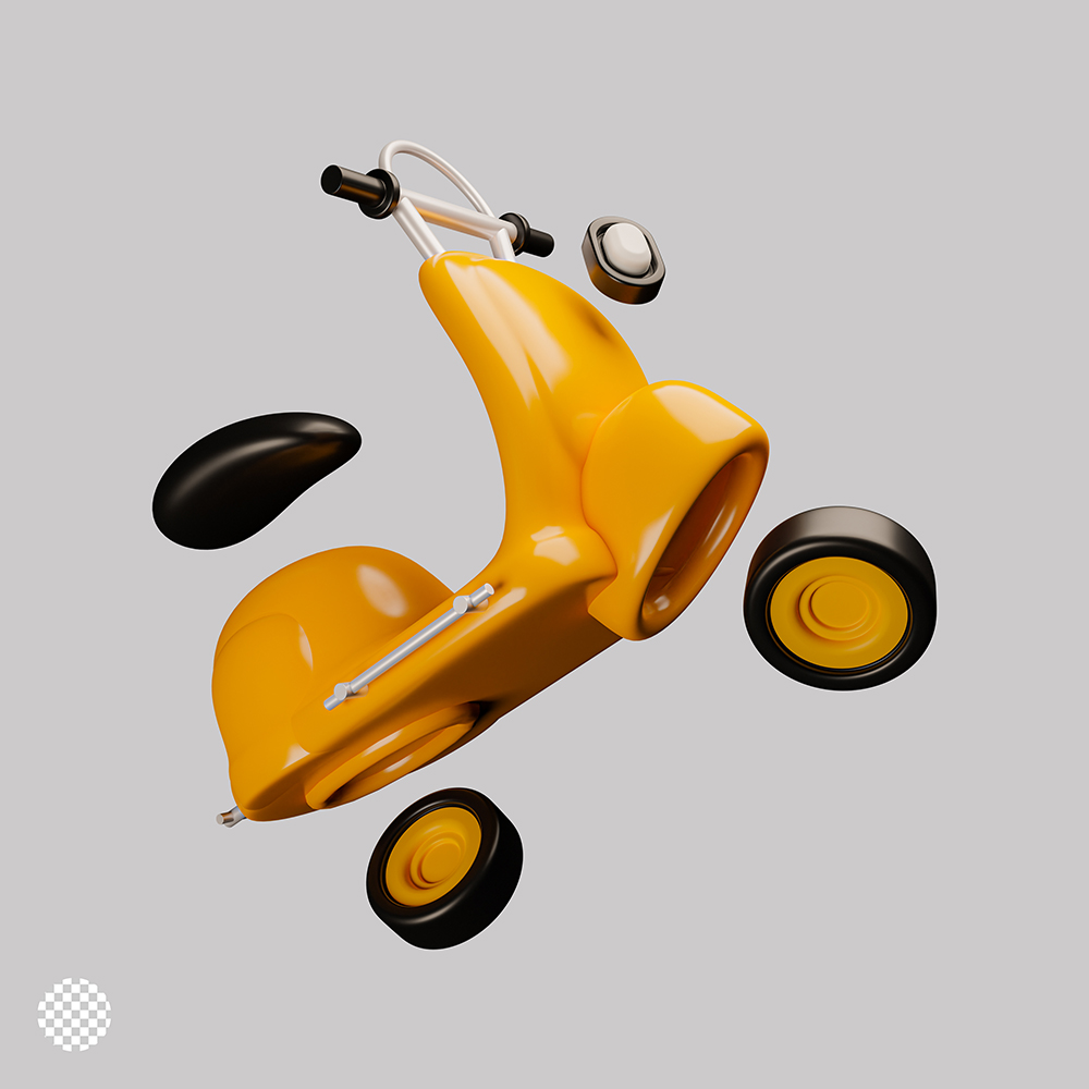 5个3D摩托车电动车主题插画PSD