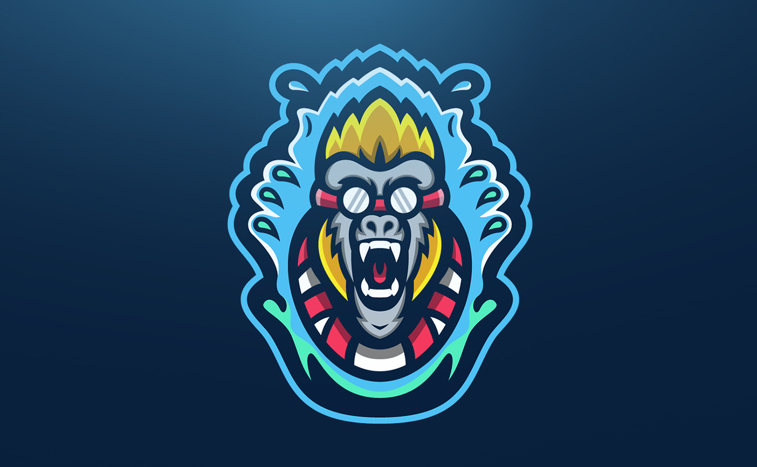 怒吼的大猩猩/猴子插画-涂鸦风格