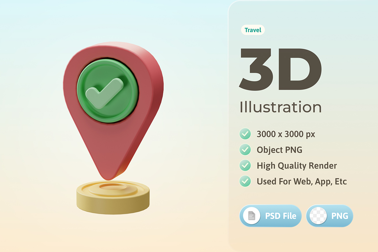 3D地图坐标位置插画PSD