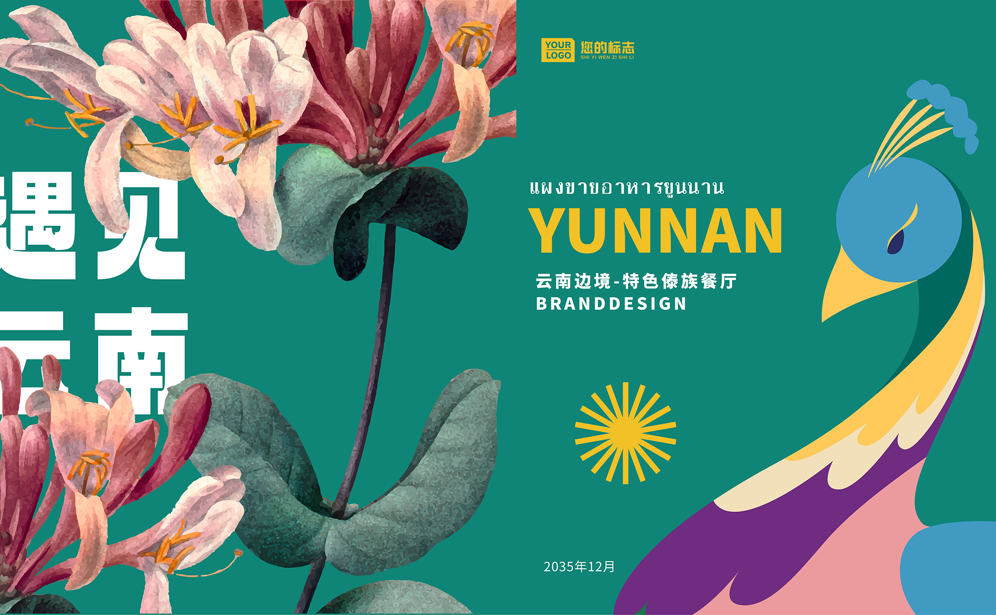 遇见云南之孔雀-插画设计