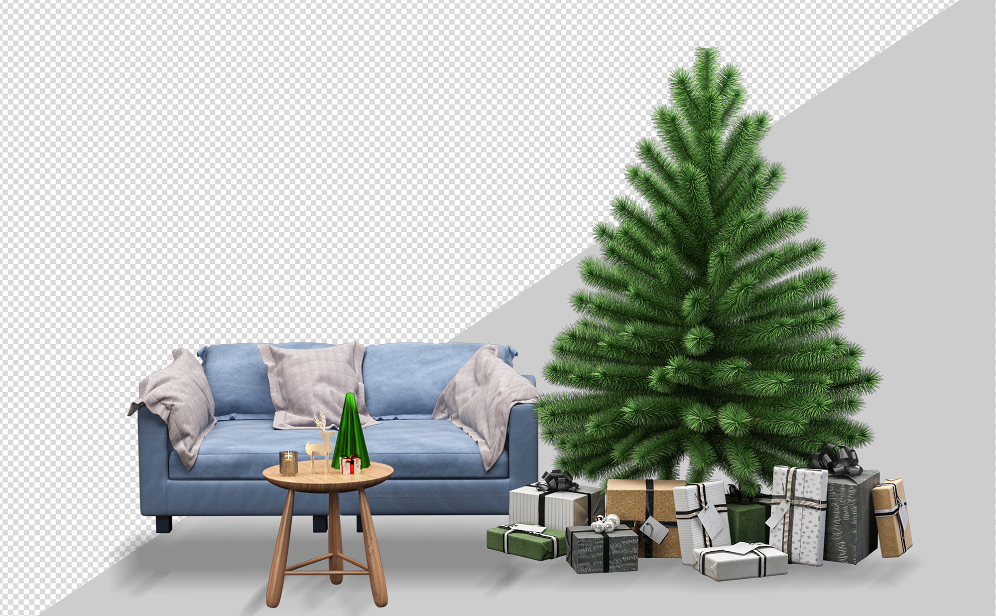 室内沙发家具松树圣诞树免抠素材