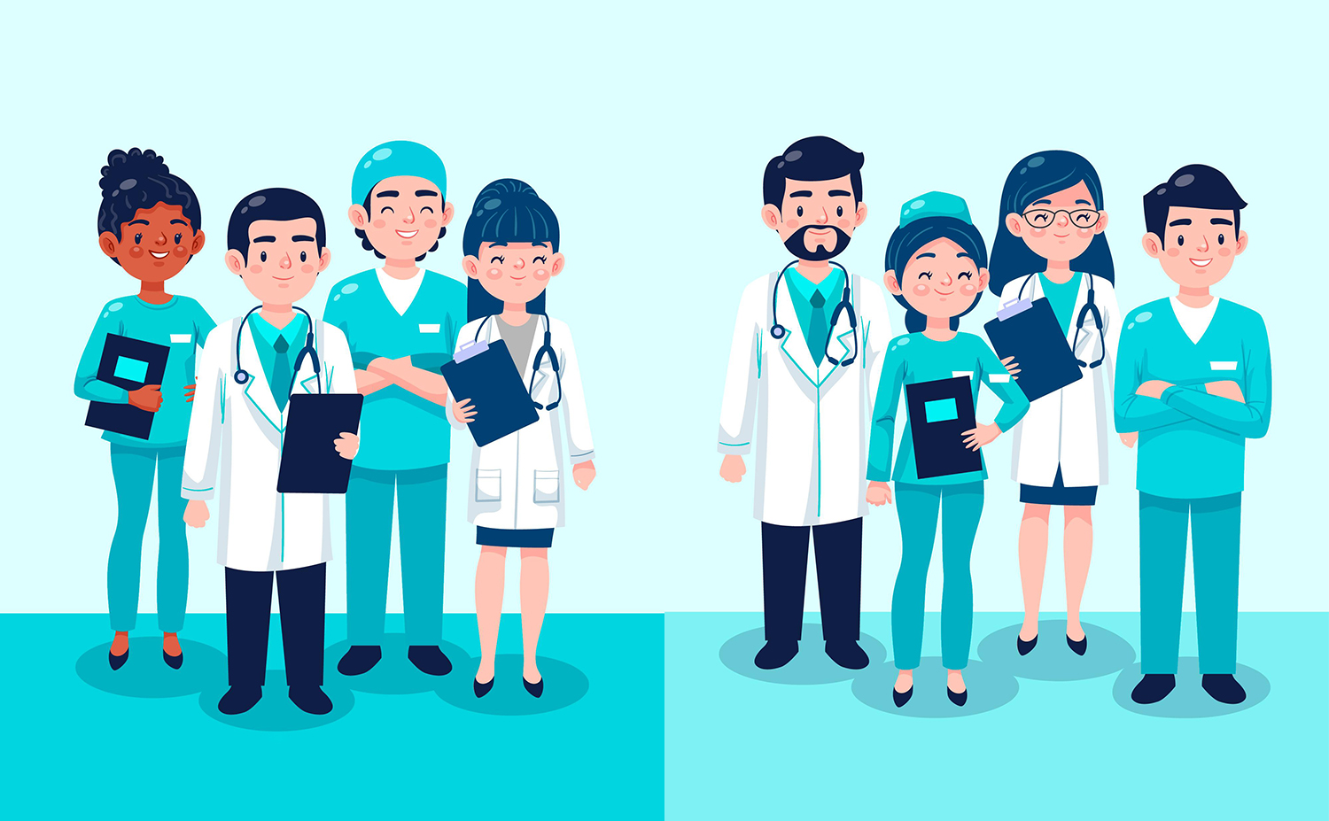 微笑的医护人员矢量插画