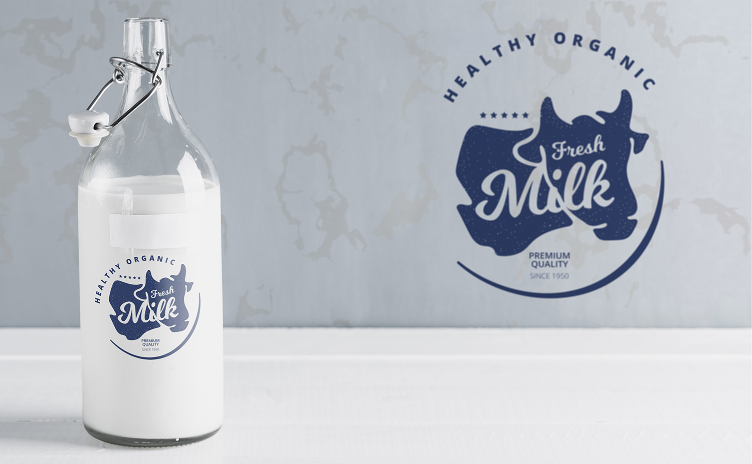 白色牛奶瓶包装样机素材PSD效果图