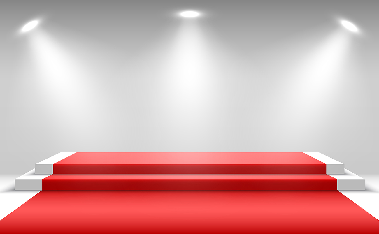 白色讲台与红地毯聚光灯空白基座舞台颁奖典礼