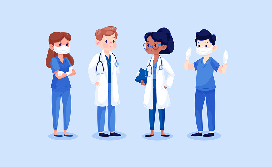 4个卡通风格医生角色形象插画矢量素材