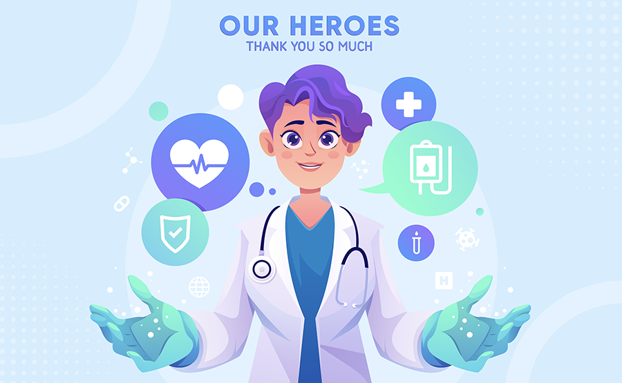 患者健康医生一手掌控插画矢量