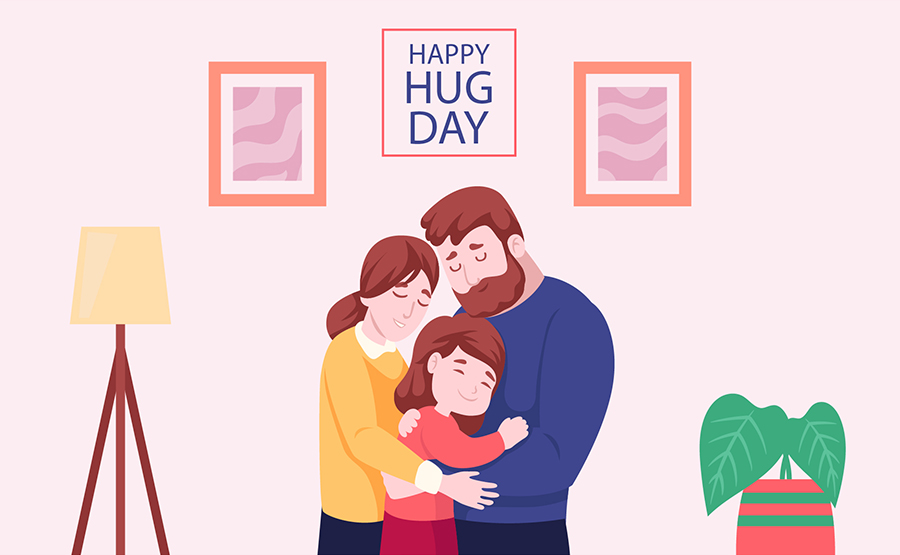 温馨的三口之家插画矢量素材