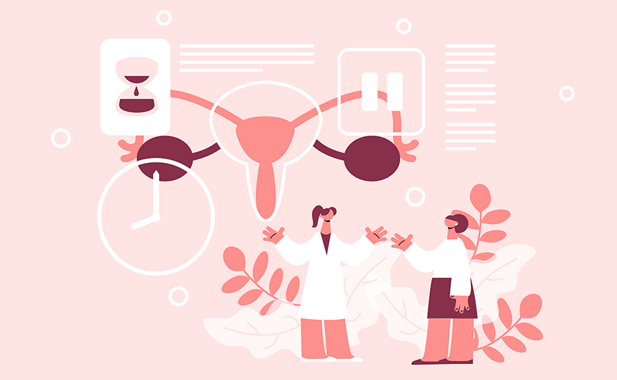 粉红色主题的妇科宫颈癌插画矢量素材