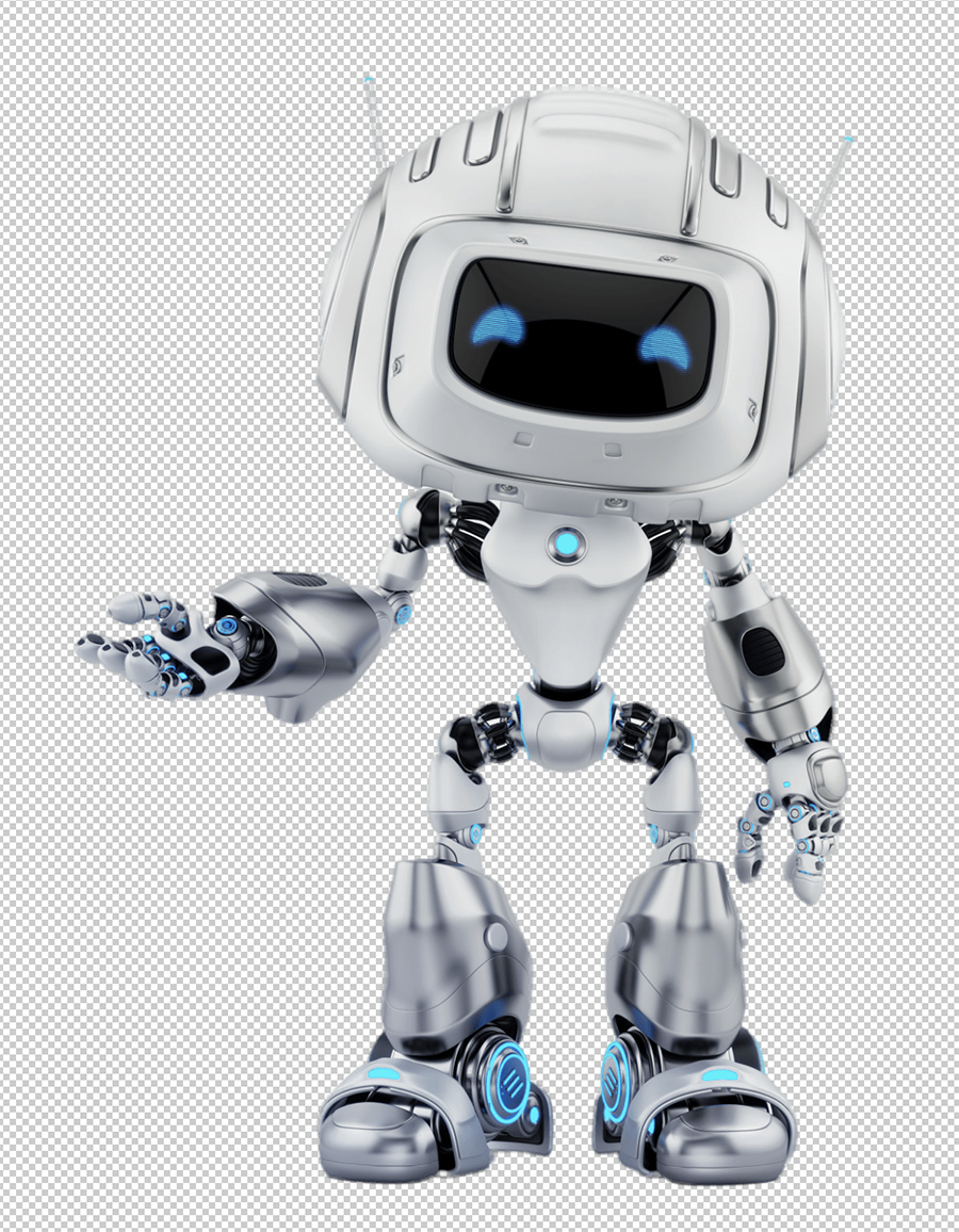银色AI机器人透明免抠素材PNG