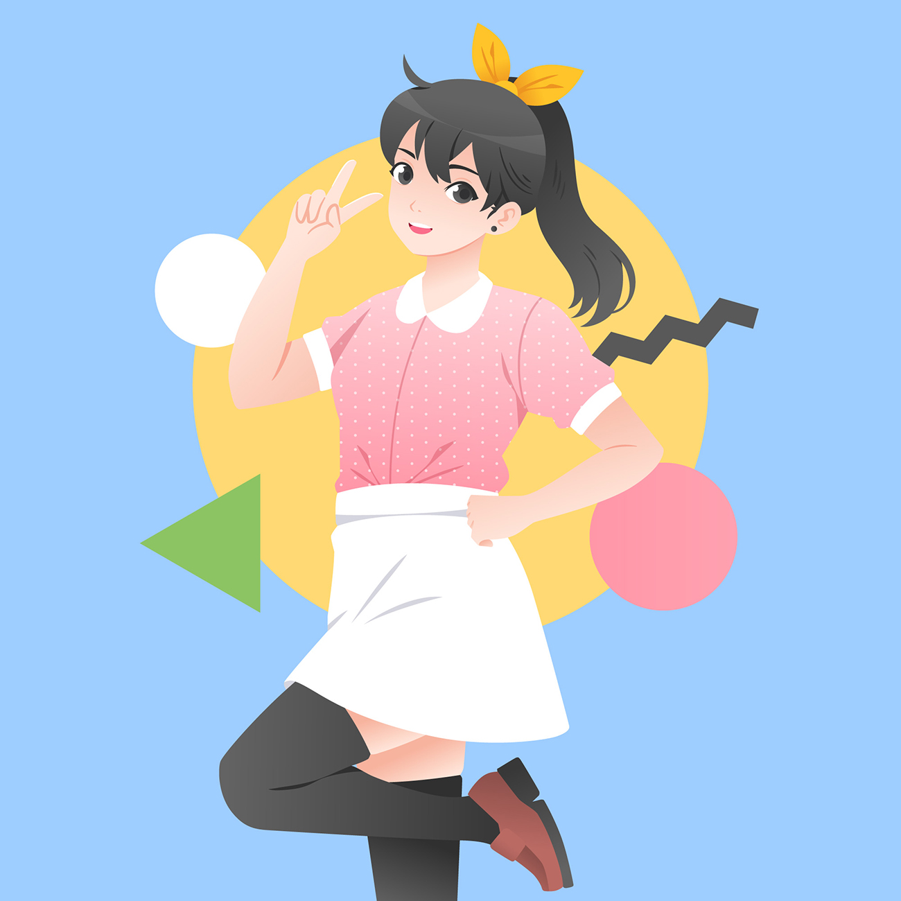 4组可爱纯洁的女孩形象插画