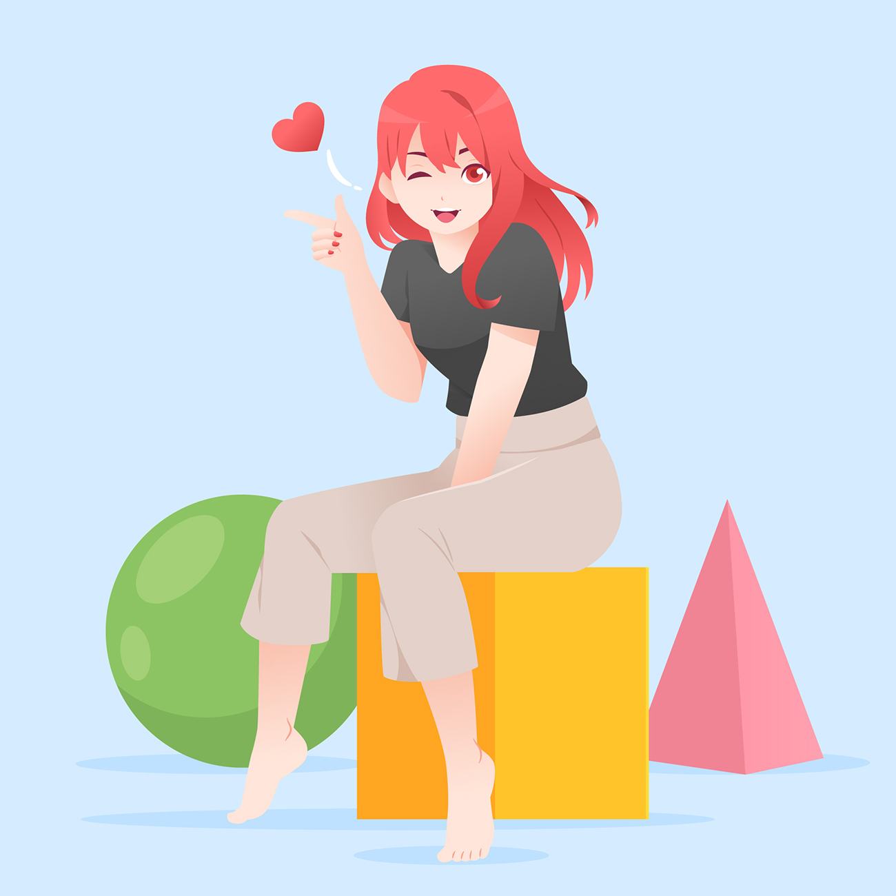 4组可爱纯洁的女孩形象插画