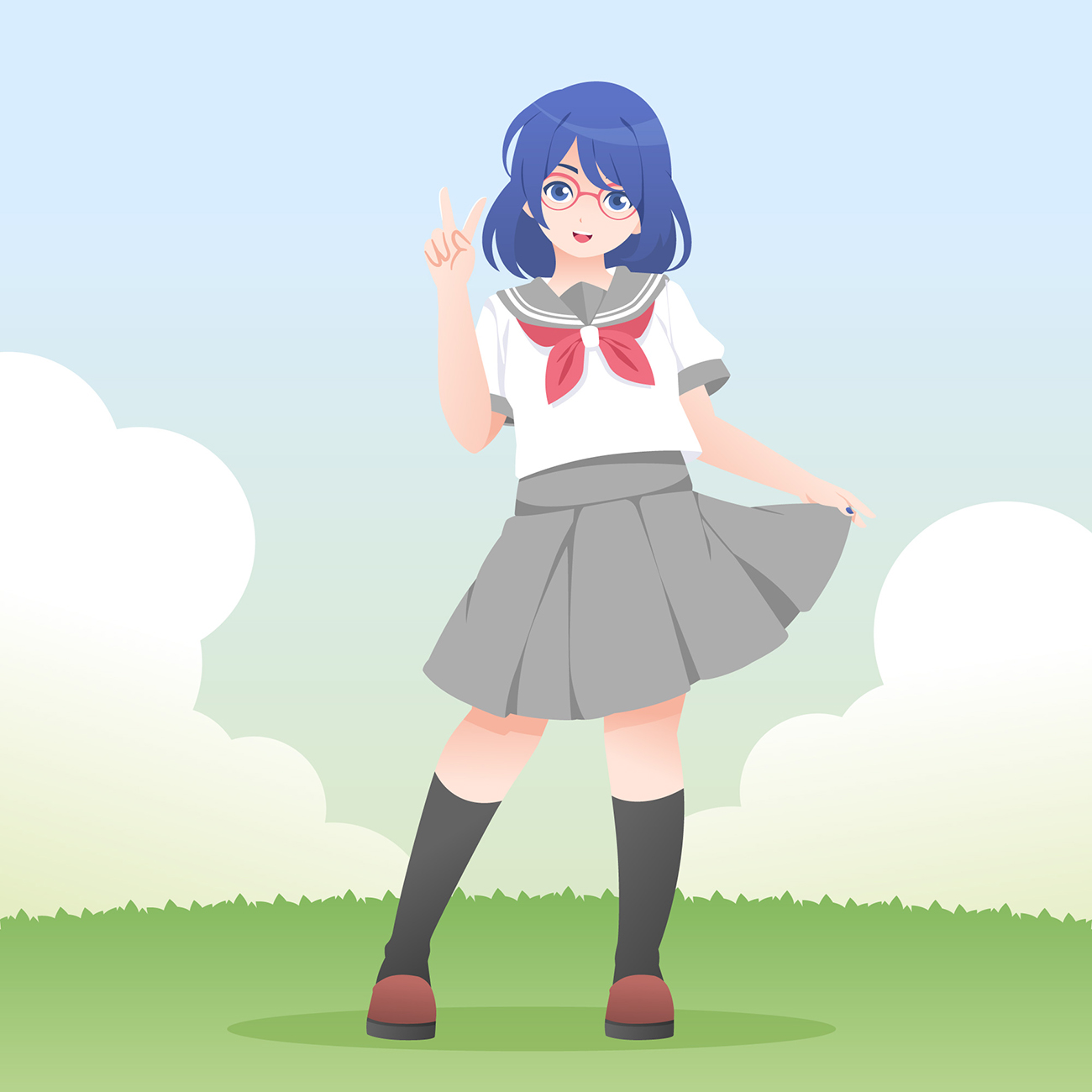 4组可爱纯洁的女孩形象插画