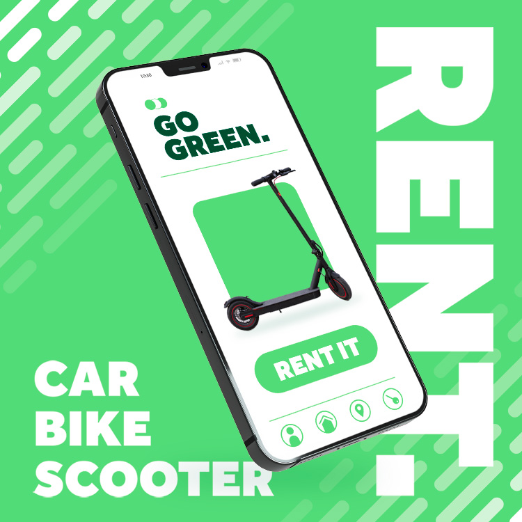 时尚绿色系平衡车海报PSD文件