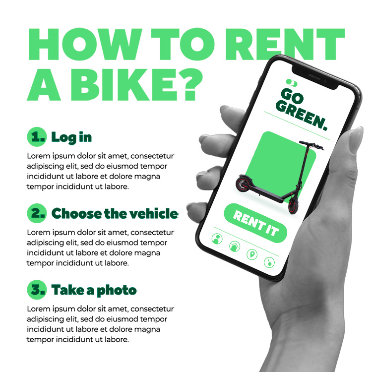 时尚绿色系平衡车海报PSD文件