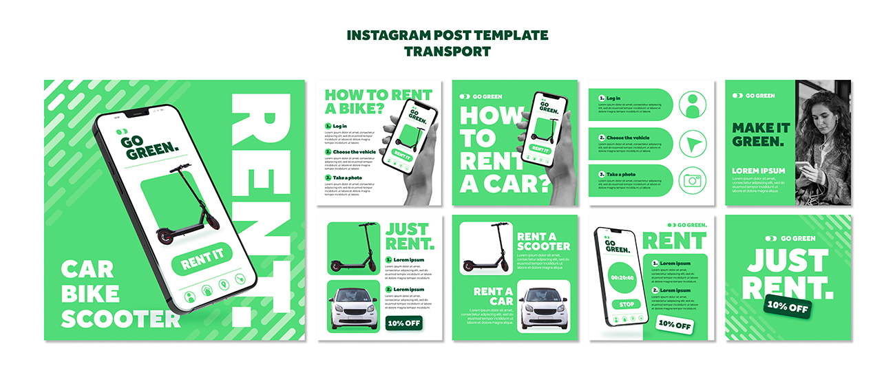 时尚绿色系平衡车海报PSD文件