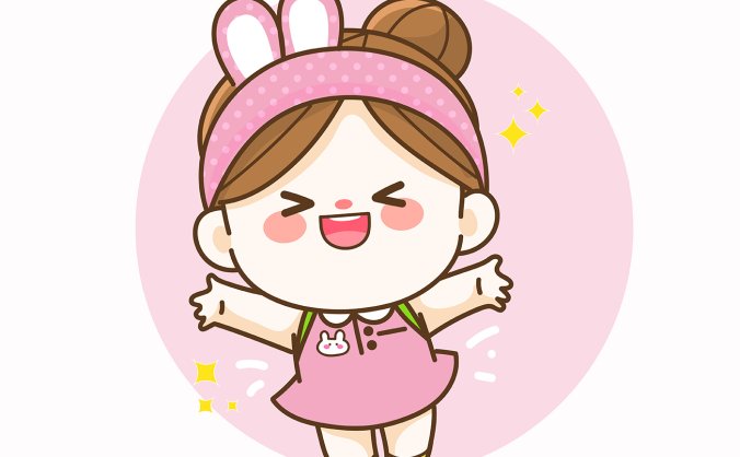 清新可爱卡通小女孩插画