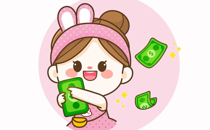 戴粉色头巾的清新可爱小女孩插画