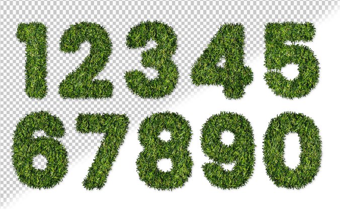 绿色草地形态材质组成的数字透明免抠素材