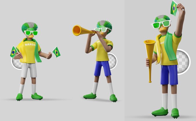 精美的3D球迷造型人物角色PSD