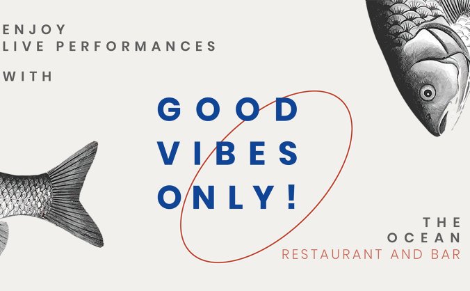 一款极简的复古鱼主题海报模板- banner