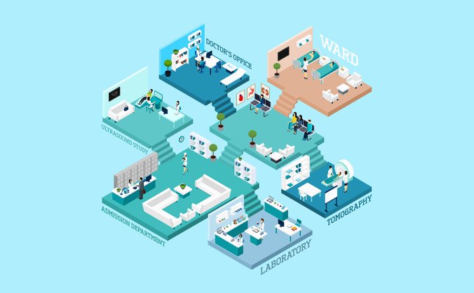 医院诊所看诊看病流程主题矢量插图元素2